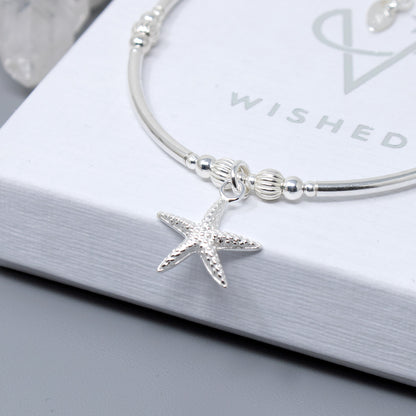 Sterling Silver Bead & Starfish Bracelet