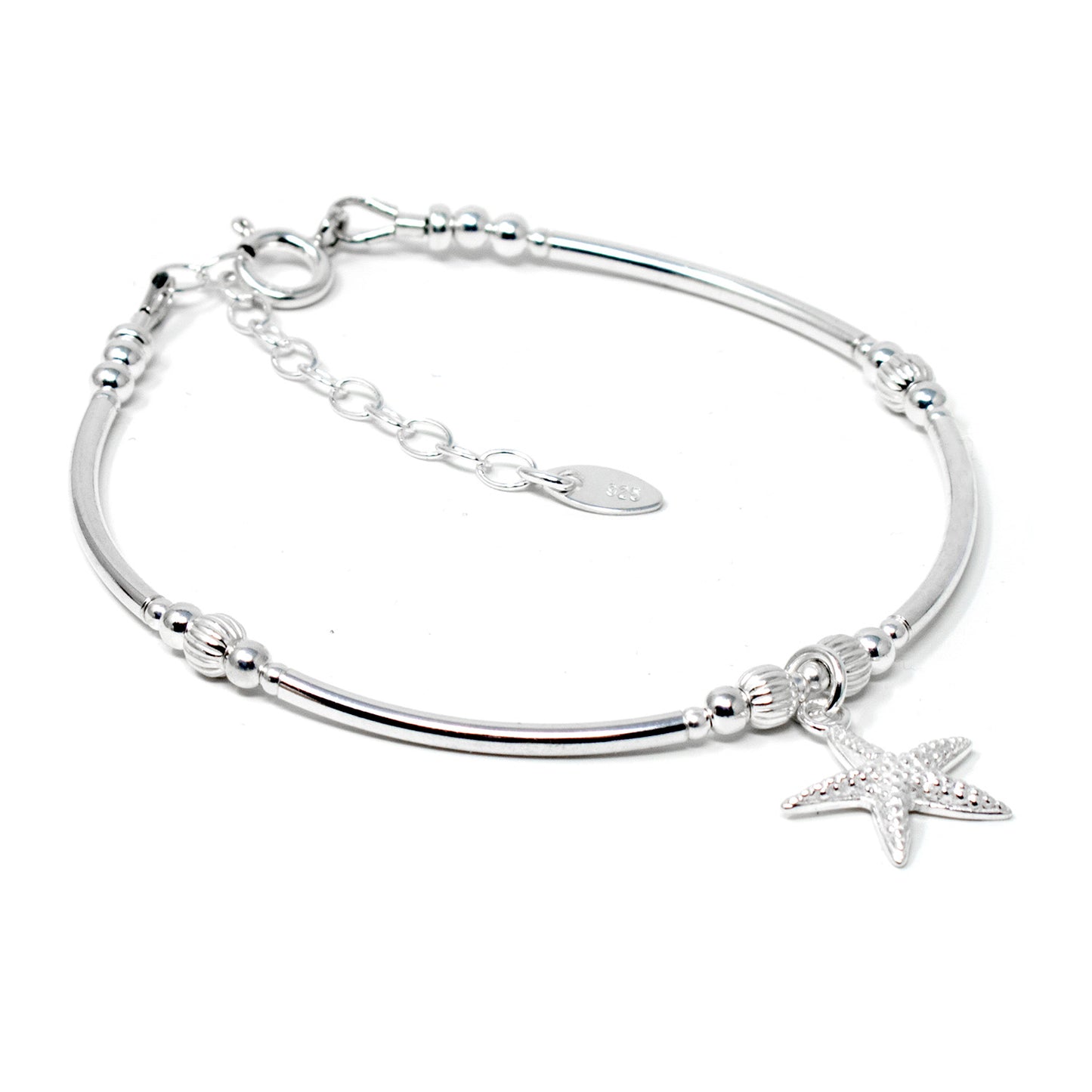 Sterling Silver Bead & Starfish Bracelet