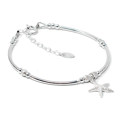 Sterling Silver Bead & Starfish Bracelet