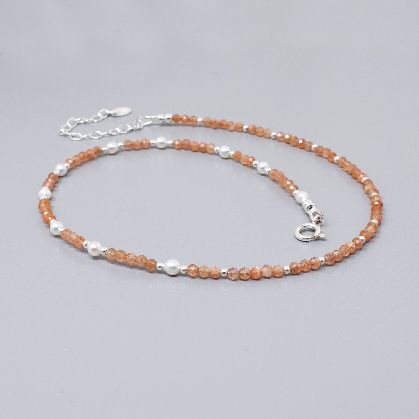 Sunstone & Pearl Double Wrap Bracelet