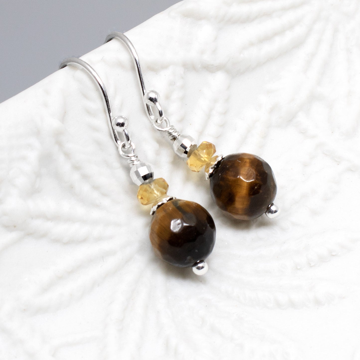 Tiger's Eye & Citrine Drop Earrings