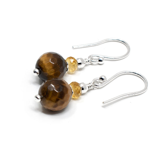 Tiger's Eye & Citrine Drop Earrings