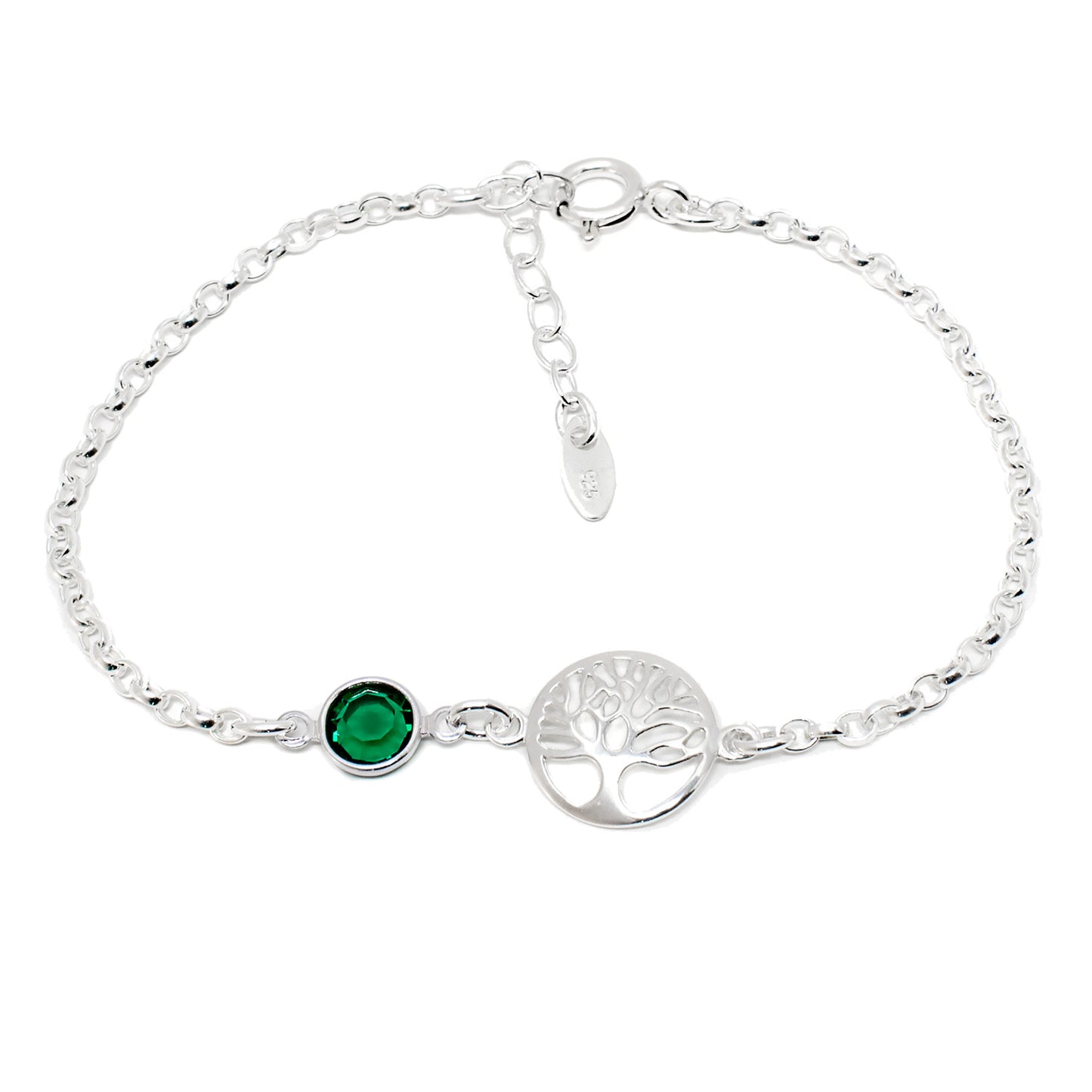 Sterling Silver Birthstone Tree of Life Bracelet