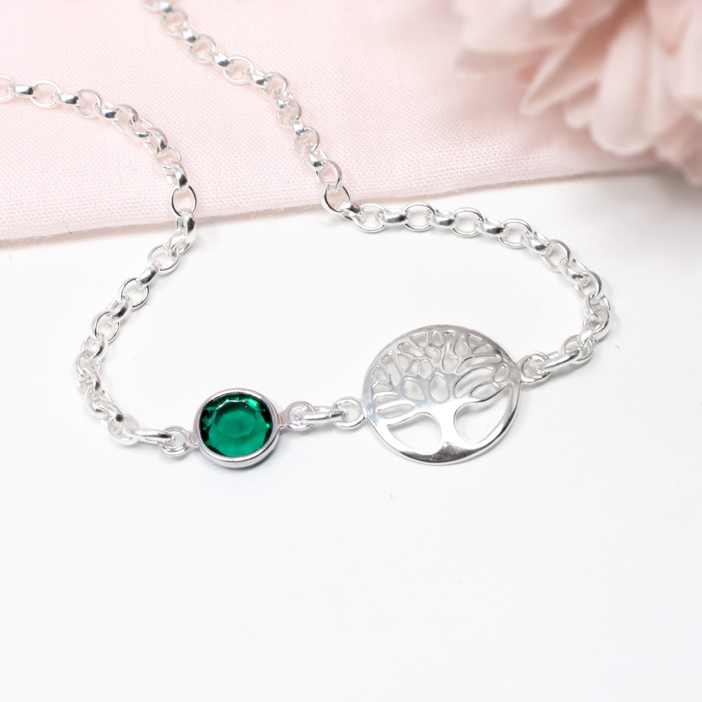 Sterling Silver Birthstone Tree of Life Bracelet