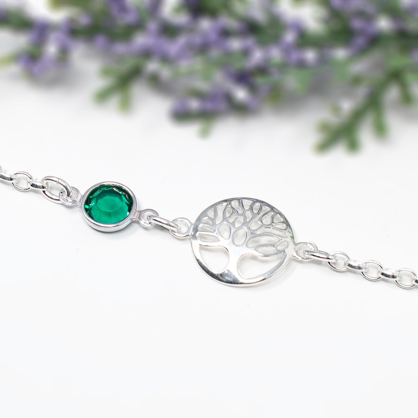 Sterling Silver Birthstone Tree of Life Bracelet
