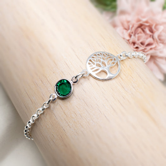 Sterling Silver Birthstone Tree of Life Bracelet