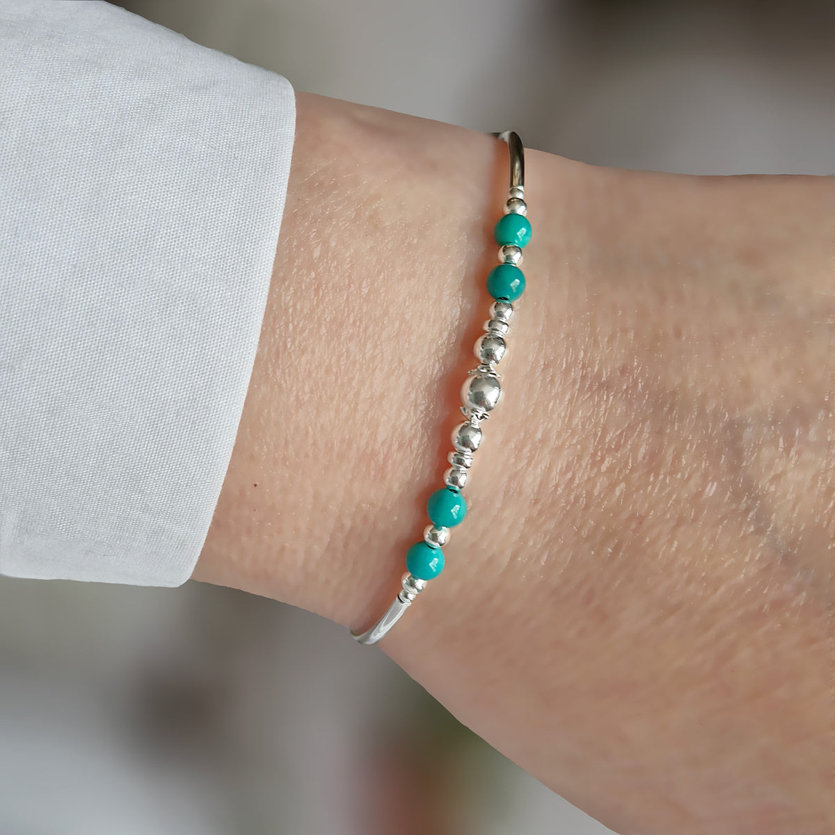 Turquoise & Sterling Silver Willow Bracelet