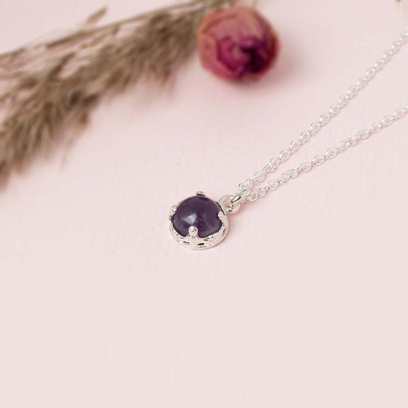 Amethyst And Sterling Silver Pendant Necklace