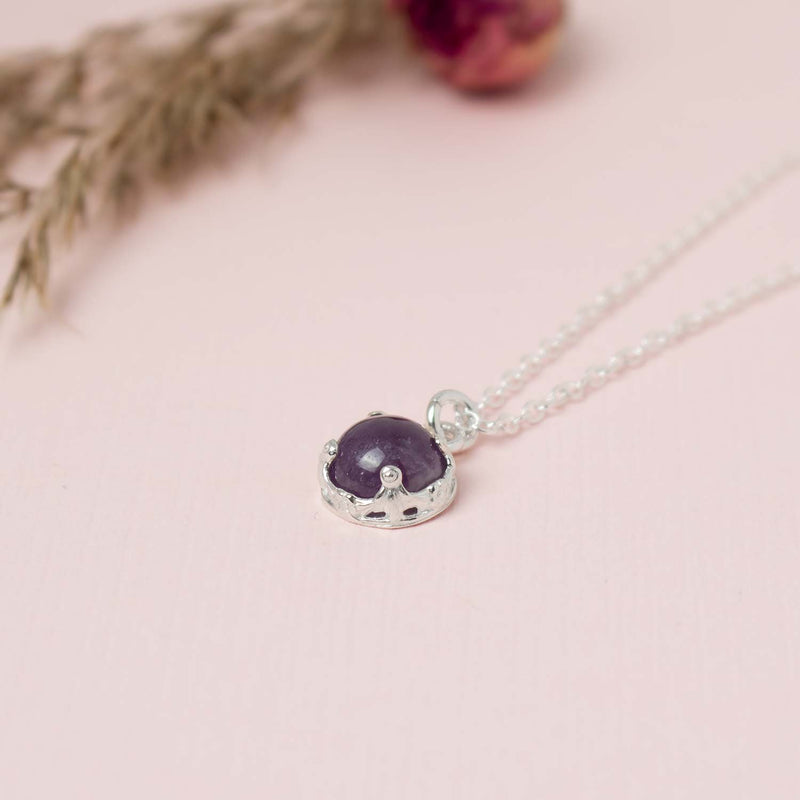 Amethyst And Sterling Silver Pendant Necklace