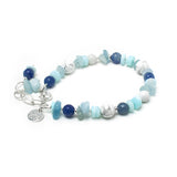 Sterling silver and multi blue gemstone healing crystal bracelet handmade by Wished For