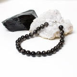 Silver Sheen Obsidian beaded stretch bracelet
